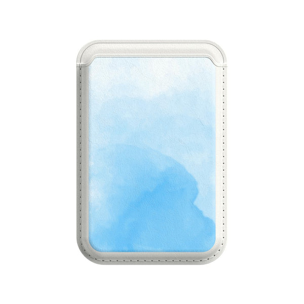 Bleu Aquarelle - Porte Cartes En Cuir