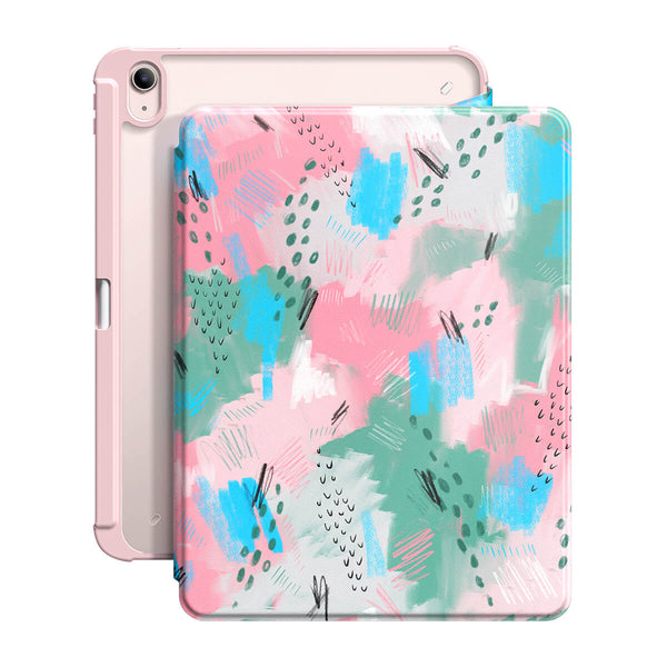 Joyeuse Rose - Coque iPad Snap 360° Support Résistant Aux Chocs