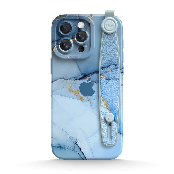 Gold Crack Blue - iPhone Wrist Strap Case